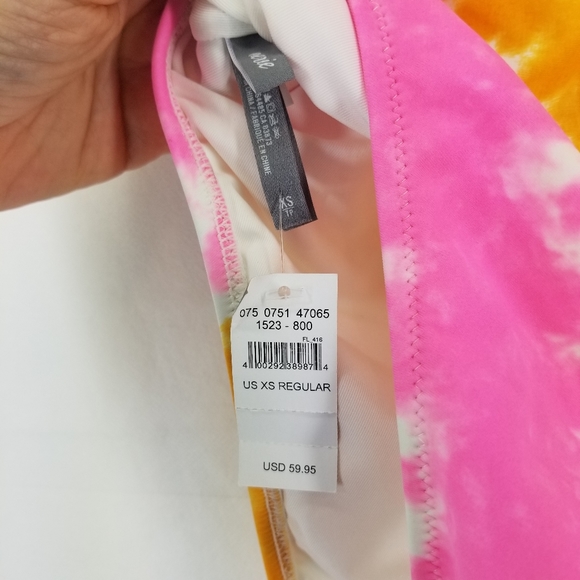 AERIE Pink Yellow Tie Dye T-Back 1 Piece Swimsuit - Picture 3 of 8